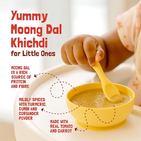 Slurrp Farm Moong Dal Khichdi Baby Cereal | Easy to Digest Travel Food for Kids | Real Veggies & 13 Nutrients | No Added Sugar, Salt or Milk | No Preservatives | 7.05 Oz (200g) in Kuwait