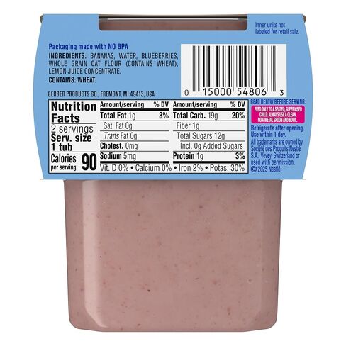 GERBER 2nd Food Infant Cereal Banana Blueberry Oatmeal 2x4oz in Kuwait