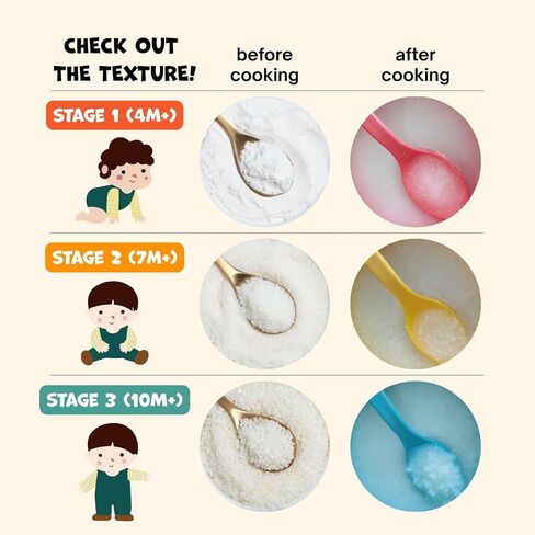 BARI Organic Baby Rice Porridge – Stage 2 – For Babies 7+ Months | USDA Organic, Heavy Metal Tested, Korean Rice Cereal, No Added Sugar, Gluten-Free | 6.3 oz (10 Packets) in Kuwait