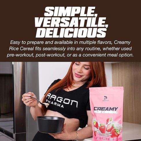 Dragon Pharma Creamy Rice Cereal, Gourmet Taste, Delicious Hot Cereal, Ready in Seconds, 25g Carbs (25 Servings, Vanilla White Chocolate) in Kuwait