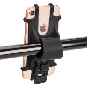 Bike Phone Mount, 360°Rotation Silicone Bicycle Phone Holder, Adjustable Bicycle Cell Phone Holder Cradle, Universal Motorcycle Handlebar for iPhone 11 Pro Max/XR/XS Max, Galaxy S9 Plus - Black
