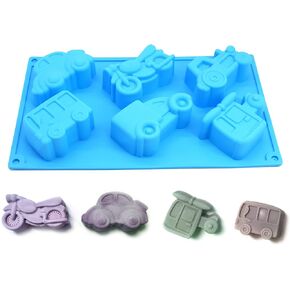 X-Haibei Vehicles Car Soap Silicone Mold Crayon Cake Jello Chocolate Fimo Kids Favor 2oz per Cell