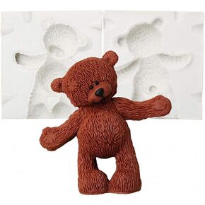 3D Teddy Bear Doll Silicone Fondant Mold Chocolate Candy Sugar Craft Gum Paste Mould Paper Clay Soap Candle Mold Cake Decoration Tool