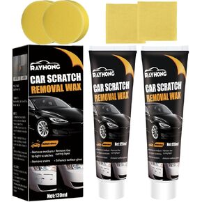 قطعتان من شمع تلميع معجون إصلاح خدوش السيارة الجديدة 2024، شمع إصلاح الخدوش للسيارة، مجموعة إزالة خدوش السيارة الاحترافية مع مسح وإسفنجة لمركبات السيارات والخدوش العميقة in Kuwait