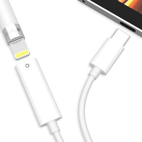 جيلانري لأبل USB-C إلى قلم رصاص الجيل الأول كابل شحن محول 3.3 قدم، شاحن USB من النوع C ذكر إلى أنثى محول لايتنينج زوج بلوتوث سلك موصل iPencil لقلم Apple Pencil 1st iPad 10th in Kuwait