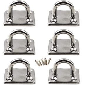 Flomore M10 Ceiling Hook Pad Eye Plate 304 Stainless Steel Wall Mount Hook Heavy Duty for Hanging (Pack of 2,Screws Included)