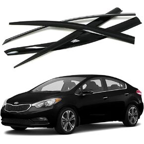 AUTOCLOVER Tape-On Rain Guards Window Visors 4 Pcs Set for Kia Forte 2019 2020 2021 2022 2023 2024 / Window Deflectors, Out-Channel Vent Shades (Smoked)