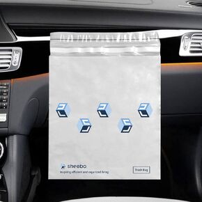 Sheebo 50 pcs Easy-Attach Stick-On Adhesive Disposable Car Trash Bag - Durable Leakproof Litter Bags for Cars, Kitchens, Office, Desktop, Camping, RVs