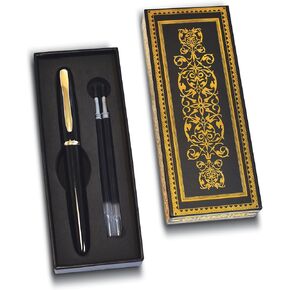 Better Office Products Executive Rollerball Gel Ink Pen Set in Gift Box, Black Gloss Classic Business Pen with Removable Cap, Gold Accents, Includes 2 Black 0.7mm Medium Point Cartridges