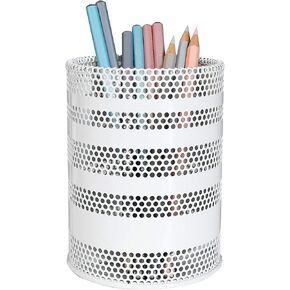 Produco Metal Mesh Pen Pencil Cup Holder Stand Office Desk Organizer Stationery Caddy Makeup Brush Holder, Black (Large)