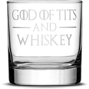 زجاج ويسكي فاخر من Integrity Bottles، زجاج صخور محفور بعمق 11oz مع اقتباس GoT، صنع في الولايات المتحدة الأمريكية، هدايا Highball، رمل منحوت يدويًا (إله الثدي والويسكي) in Kuwait