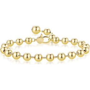 KissYan Gold Beaded Anklet for Women, 14K Gold Plated Chunky Ankle Bracelet Cuban Link with Big Clasp Adjustable Extender Summer Beach Foot Jewelry Gifts