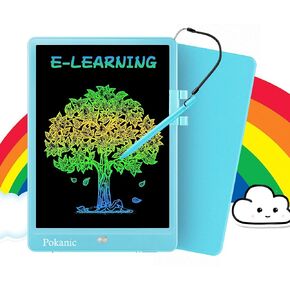 Colorful LCD Pad Drawing Tablet Learning and Educational Writing Board Erasable Reusable Toy Magic Doodle for Kids Children Student Teacher School Home Office (Black, 10 inch)