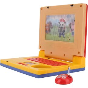 Kids Learning Laptop, 19 x 15.7 x 3.8 cm, Educational LED Music Electronic Cognitive Development Simulation Computer Toy (Yellow Retractable Mouse)