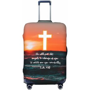 Luggage Covers for Suitcase TSA Approved Christian Prayer Luggage Protector Suitcase Cover Christian Gifts for Women Men with Bible Scripture Deuteronomy 31:8 Small Luggage Size 18-21in
