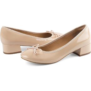 JENN ARDOR Chunky Block Low Heels Bow Round Closed Toe Comfort Work Casual Slip-On Bridal Wedding Guest Dress Sexy Prom Pumps Shoes for Women