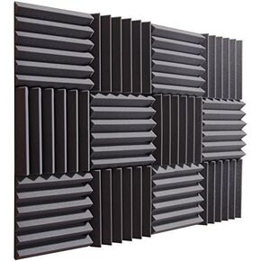 Charcoal - 12"x12"x2" Acoustic Wedge Foam Absorption Soundproofing Tiles - 12 Pack