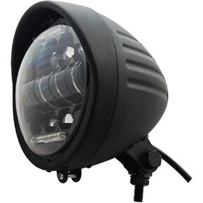 FATECIM Motorcycle 5.75" Round Headlight Bucket Housing with Visor 5 3/4 Inch LED Headlamp Shell Cover Heavy Duty Universal for Harley Kawasaki Honda Yamaha Suzuki Chopper Cafe Racer Bobber Black