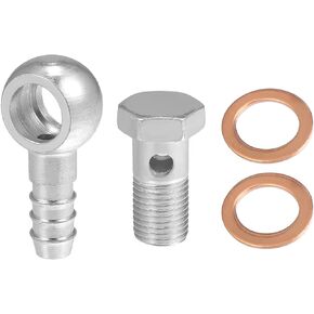 ACROPIX 14mm ID 12mm OD M14x1.5 Banjo Bolt Hose Barb Fittings Universal Banjo Fitting Fuel Line with Screw Washer for Motorcycle Silver Tone - Pack of 4