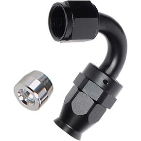 120 Degree Billet Aluminum Swivel Female -6 AN PTFE Hose End Fitting Connector for AN6 Teflon Fuel Line, Black