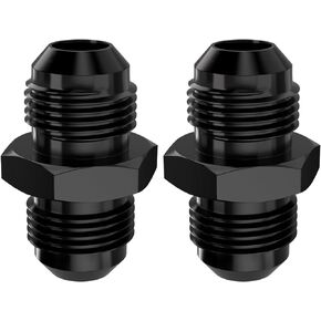 APIELE 6AN External Thread to 6AN Flared Coupler Union Fitting, Aluminum Black Straight Fuel Hose Fitting Adapter(AN6-AN6，2PCS)