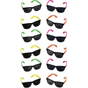 Rhode Island Novelty Assorted Neon Sunglasses, Pack of 12
