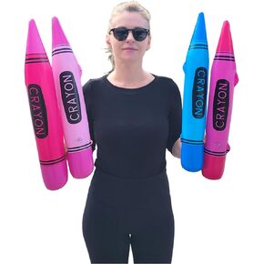 Colorful Inflatable Crayons - 12 Pack (20" x 3") Blow-Up Inflate Decoration Giant Prop For Birthday Party School Class Room Decor (20" Crayon Inflate, 12)
