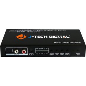HDMI Switch 5 in 1 Out 4K 30Hz HDMI Audio Extractor w/ARC, Supports RCA SPDIF Optical Outputs EDID Switch CEC On/Off by J-Tech Digital [JTD-4KAT0501SW]