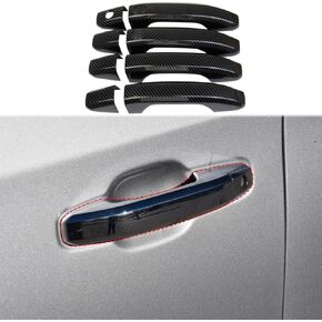 Carbon Fiber Style Side Door Handles Trim Cover for 2019-2023 GMC Sierra/Chevrolet Silverado 1500 2500 3500HD (with Buttons)