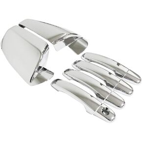 NewYall Chrome Front Rear Left Right Exterior Door Handle and Side Mirror Caps Covers Set