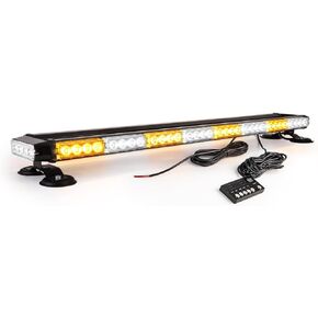 38" Amber Yellow Rooftop Beacon Warning Emergency Flashing Snow Plow Light Bar Double Side Strobe Light Traffic Advisor with Magnetic Base for Tow Work Truck Pickup (Amber/Amber)