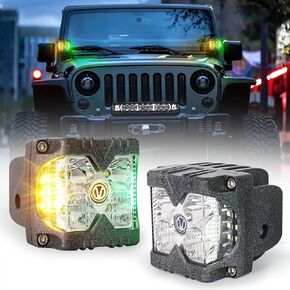 Side Shooter LED Lights, LED Strobe Light Pods with Amber Solid Emergency Lights Dual Side Off Road Spot Flood Driving Light for Truck ATV SUV UTV 4x4 Boat