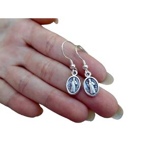 Tiny Saint Benedict Medal Earrings, Benedictine Devotional Gift, Sterling Silver Fishhook Ear Wire, Confirmation Gift