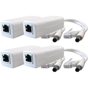 ANSHIRE 4-Pack Gigabit PoE Splitter Converter, 12V DC Output with IEEE 802.3 af/at Compliant, 10/100/1000Mbps, Plug 5.5mm x 2.1mm, for IP Camera, AP, WiFi Node, IP Phone and More, White