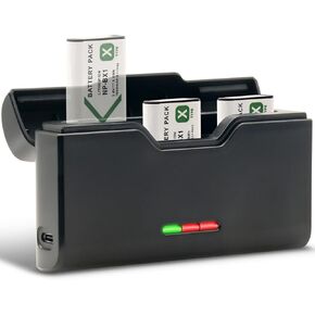 NP-BX1 Battery and 3-Channel Battery Charger for Sony NP-BX1/M8, ZV-1, ZV-1 II, Cyber-Shot DSC-HX80, HX90V, HX95, HX99, RX1, RX1R II, RX100 (II/III/IV/V/VA/VI/VII), FDR-X3000, HDR-AS50