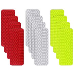 12 Pieces Safety Reflective Stickers, Warning Reflective Stickers Stick-on Car Reflector Sticker Waterproof Reflective Tape Stickers for Vehicle, Bicycles, Motorcycles, 1.18 x 3.25 Inch