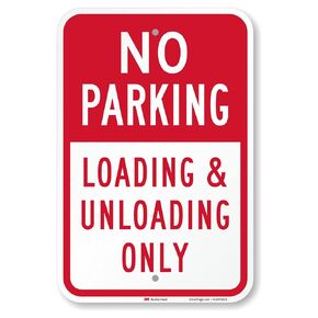 SmartSign (Pack of 2) 18 x 12 inch "No Parking - Loading And Unloading Only" Sign, 120 mil Thick Aluminum Composite (ACM), Engineer Grade Reflective Material, Red and White, Made in USA