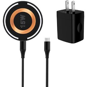 وسادة شاحن لاسلكية iPhone Mag (حامل) لهواتف iPhone 15/15 Plus/15 Pro/15 Pro Max، وسلسلة iPhone 14/13/12، شاحن مغناطيسي مع محول 20 وات لأجهزة AirPods 2/3/Pro/Pro 2-شاحن Magsafe قوي 15 وات ماكس، أسود in Kuwait