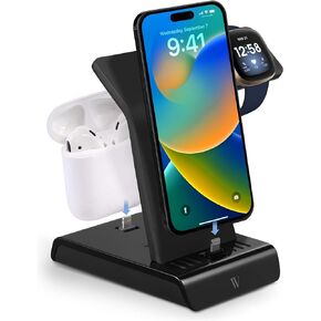 Wasserstein 3-in-1 Charging Station for Fitbit, Google Pixel, Pixel Buds, and USB-C Devices - Charge Multiple USB-C Devices Together, not Compatible with Pixel Watch & Pixel Watch 2 (Black)