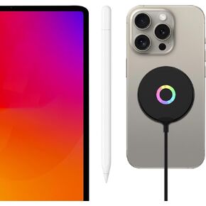 شاحن لاسلكي مغناطيسي Mag-Safe، شاحن سريع 15 وات RGB Lights لوحة شحن لاسلكية، وسادة شحن لاسلكية مغناطيسية قوية Mag-Safe مع كابل USB-C لسلسلة iPhone 15/14/13/12 - أسود in Kuwait