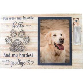 Pet Picture Frames Memorial Gog,Rotating Burlywood Picture Frame for 4x6 Photo,Memorial Gifts for Pet Loss Remembrance,Pet Condolences Photo Frame with Paw Print,Loss of Dog Sympathy Gift.