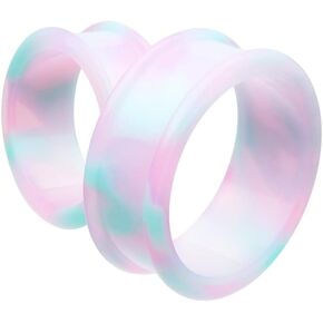 Covet Jewelry Milky Way Supersize Flexible Silicone Double Flared Ear Gauge Tunnel Plug Earrings