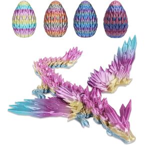 Dragon Egg with Dragon Inside 3D Printed Dragon with Wings Fidget Toy Mystery Articulated Dragon for Adult Anxiety Relief (Multicolor1, 1P)