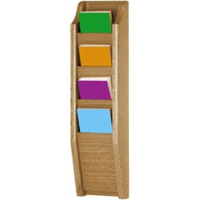 Wooden Mallet 4-Pocket Cascade Brochure Rack, Light Oak