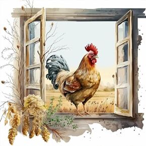 WSLWXSHM Diamond Art Painting Kits for Adults Rooster, Round Full Drill Diamond Art Kits, 5D DIY Paint with Diamonds Crafts for Home Wall Decoration Gifts 12×12Inch, Chicken