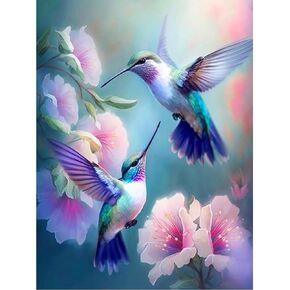 JFYHAB Hummingbird Diamond Painting Kits for Adults - DIY Birds Diamond Art Kits for Adults, Diamond Dots 5D Paint with Diamonds Pictures Gem Art Kits Crafts Kits for Home Wall Decor 12x16inch