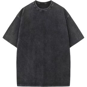 Men's Oversized Cotton Summer T-Shirts Vintage Tee Loose Fit Short Sleeve Casual Tshirts for Men Women