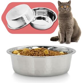 2pcs Stainless Steel Dog Bowls, Hammered Thickened Metal Dog Bowl Feeding or Water Bowls for Small/Medium/Large Sized Dogs & Cats Stackable Metal Cat Bowl Dishwasher Safe, Gold in Kuwait