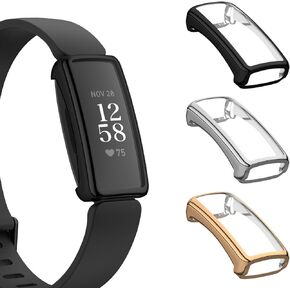 Meliya [3-Pack] for Fitbit Inspire 2 Screen Protector Case (Not for Inspire/Inspire HR), Soft TPU Full Around Protective Bumpers Cover for Fitbit Inspire 2 Fitness Tracker (Black+Clear+Rose Gold)