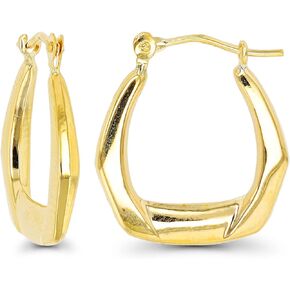 Solid 14K Yellow Gold Hoop Earrings with Hinged Clasp | Bamboo, Textured, Diamond Cut, Hexagon, Square, Round, Shaped Design | Solid 14K Hypoallergenic Hoops For Sensitive Ears | 14K Gold Earrings For